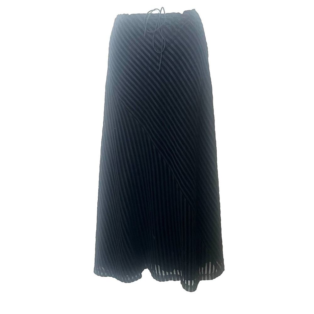 Anthropologie Odille Maxi Skirt Black Size 0 Velvet Trim Whimsigoth Vintage